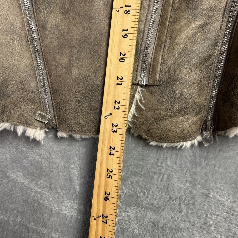 Laundry by Shelli Segal Womens Jacket Faux Fur Hood Faux Suede Sz. Large - Picture 3 of 11